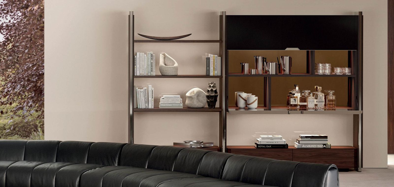 Minotti Стеллаж/библиотека Atlas Living System от Minotti — в интерьере