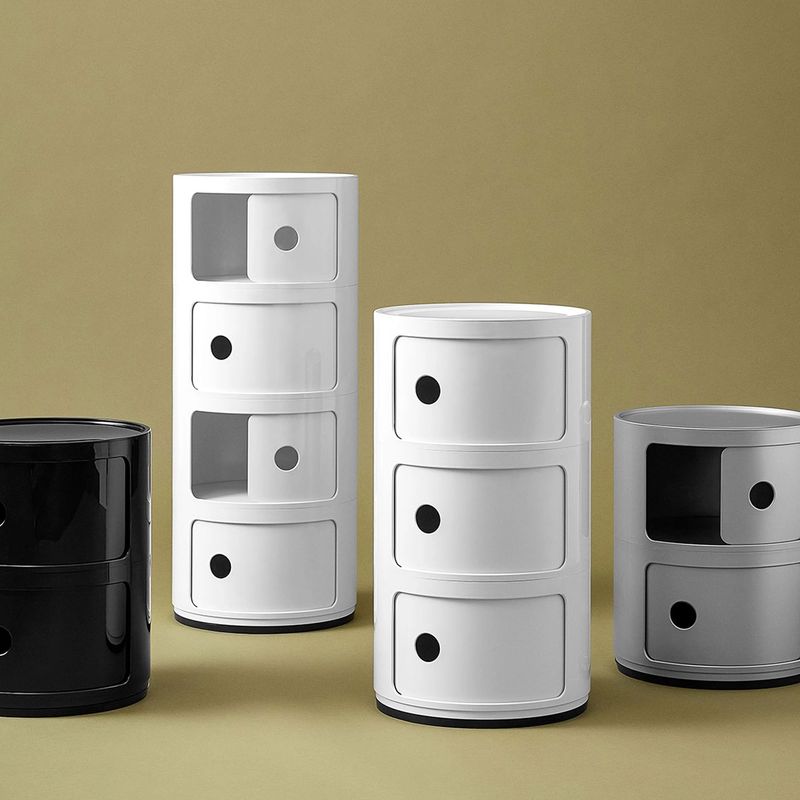 Kartell Прикроватная тумбочка Componibili White (3 секции) Glossy / Matt от Kartell — в интерьере