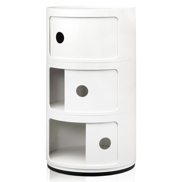 Kartell Прикроватная тумбочка Componibili White (3 секции) Glossy / Matt от Kartell