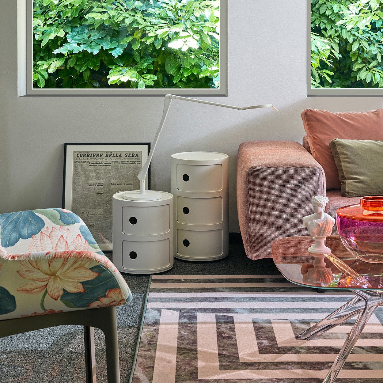 Kartell Прикроватная тумбочка Componibili White (3 секции) Glossy / Matt от Kartell — в интерьере