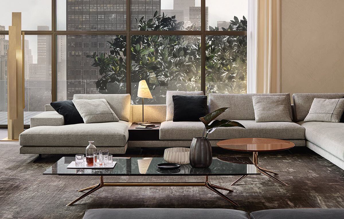 Poliform Журнальный столик Mondrian 140*70*29 Sahara Noir matt от Poliform — в интерьере
