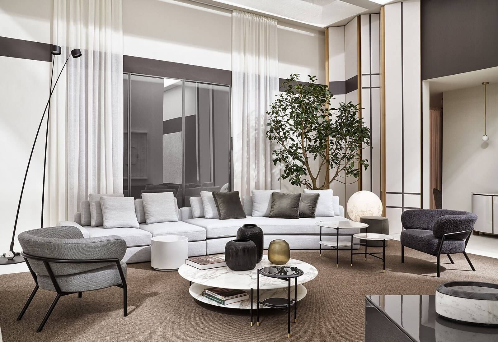 Meridiani Журнальный столик Adrian 35*35*h45 серый лак Elephant от Meridiani — в интерьере