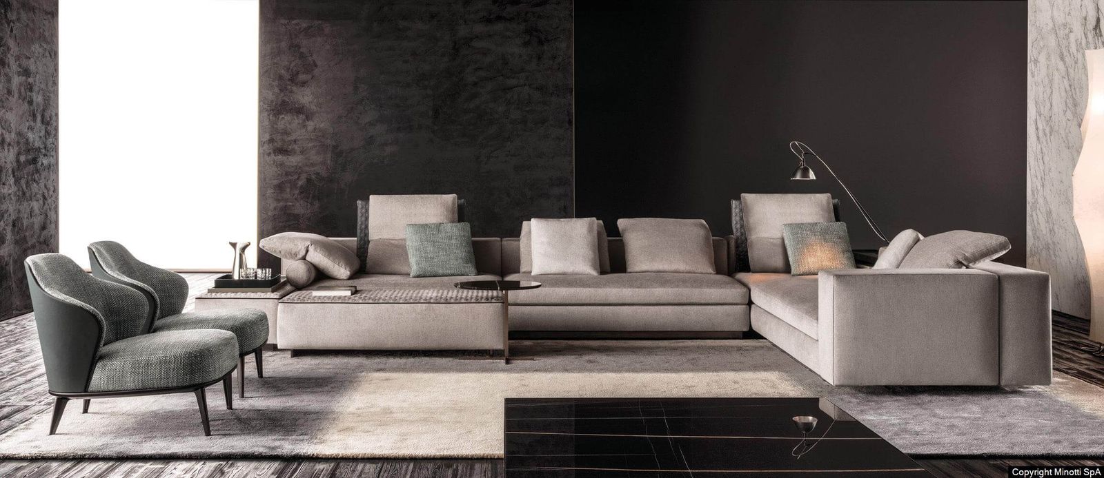 Minotti Банкетка Yang "Ottoman" от Minotti — в интерьере