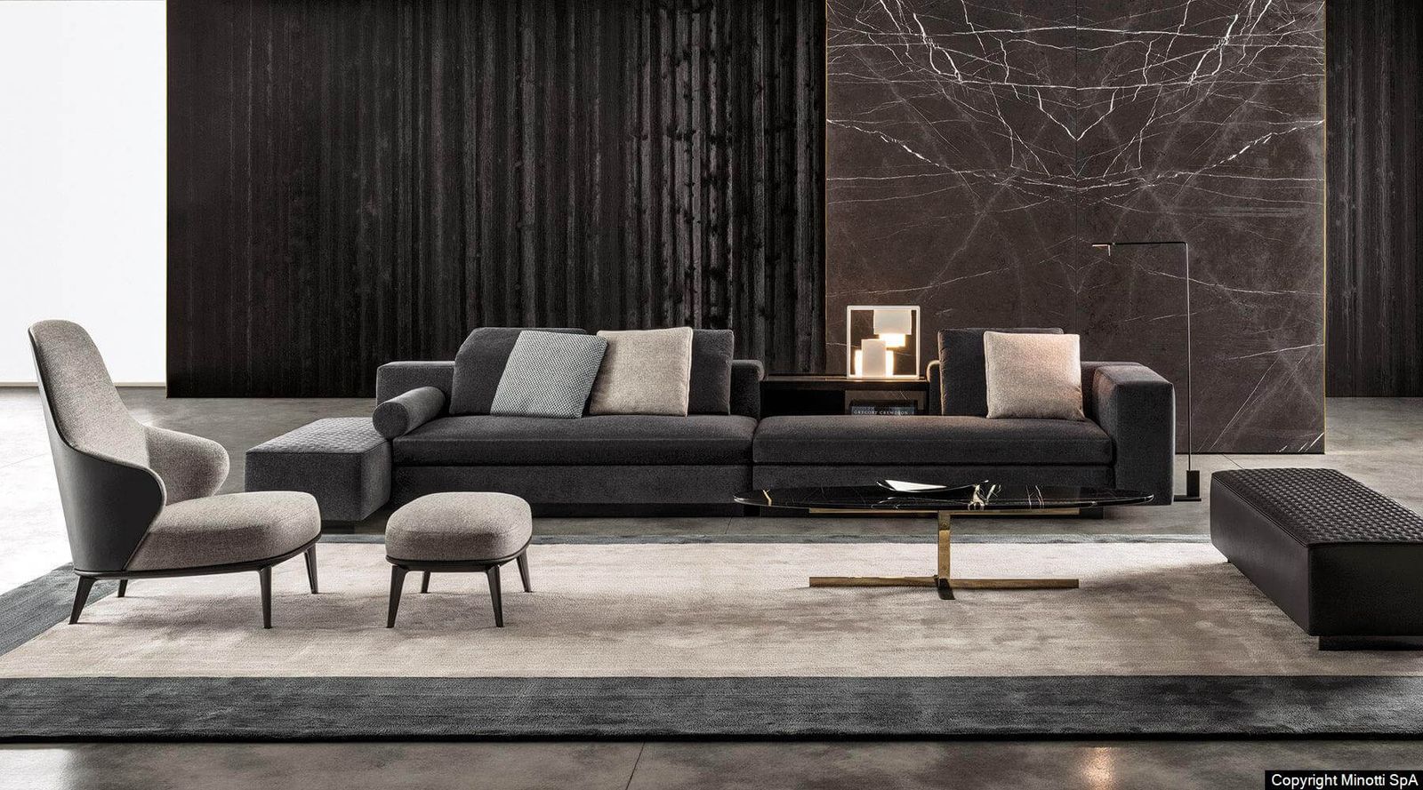 Minotti Банкетка Yang "Ottoman" от Minotti — в интерьере