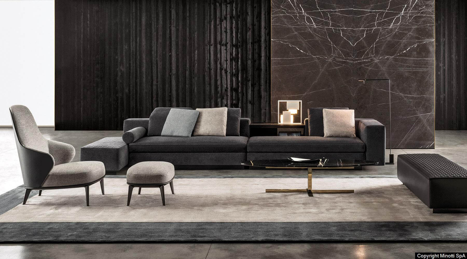 Minotti Банкетка Yang "Ottoman" от Minotti — в интерьере