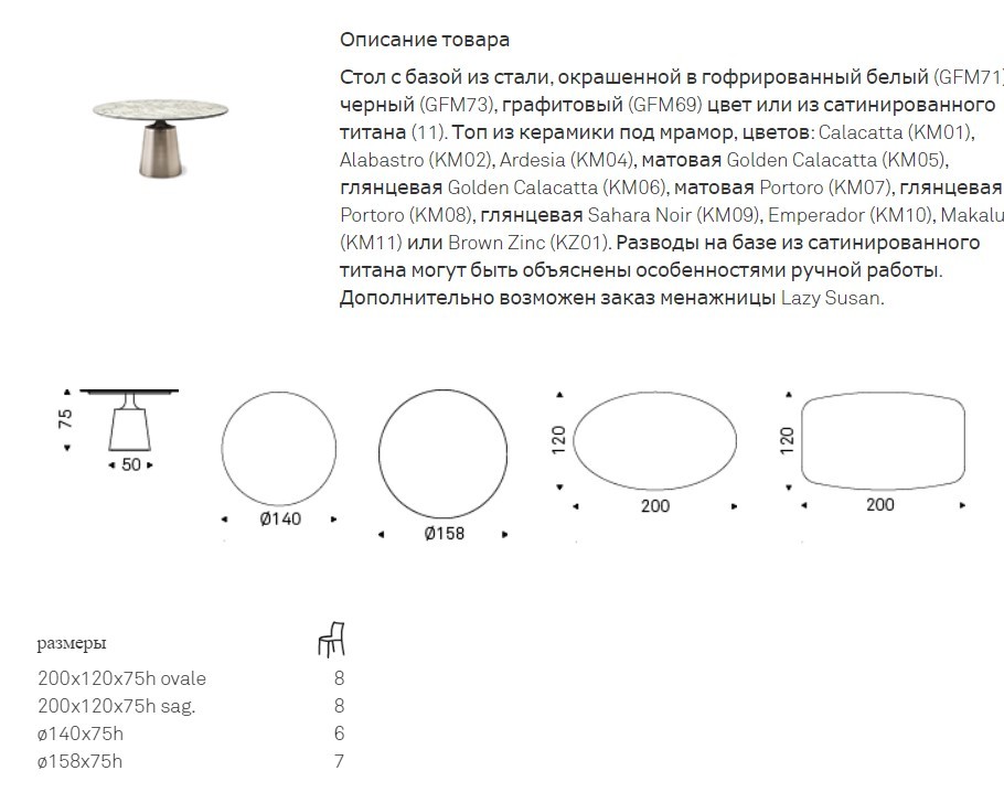 Cattelan Italia Стол Yoda Keramik Oval от Cattelan Italia